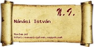 Nánási István névjegykártya